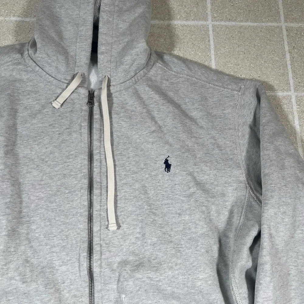 XLT Polo Ralph Lauren Hoodie Men's Grey Zip Up Thermal Lined Pony Logo Fleece